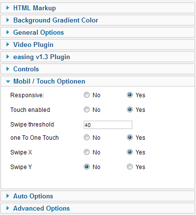Touch Options
